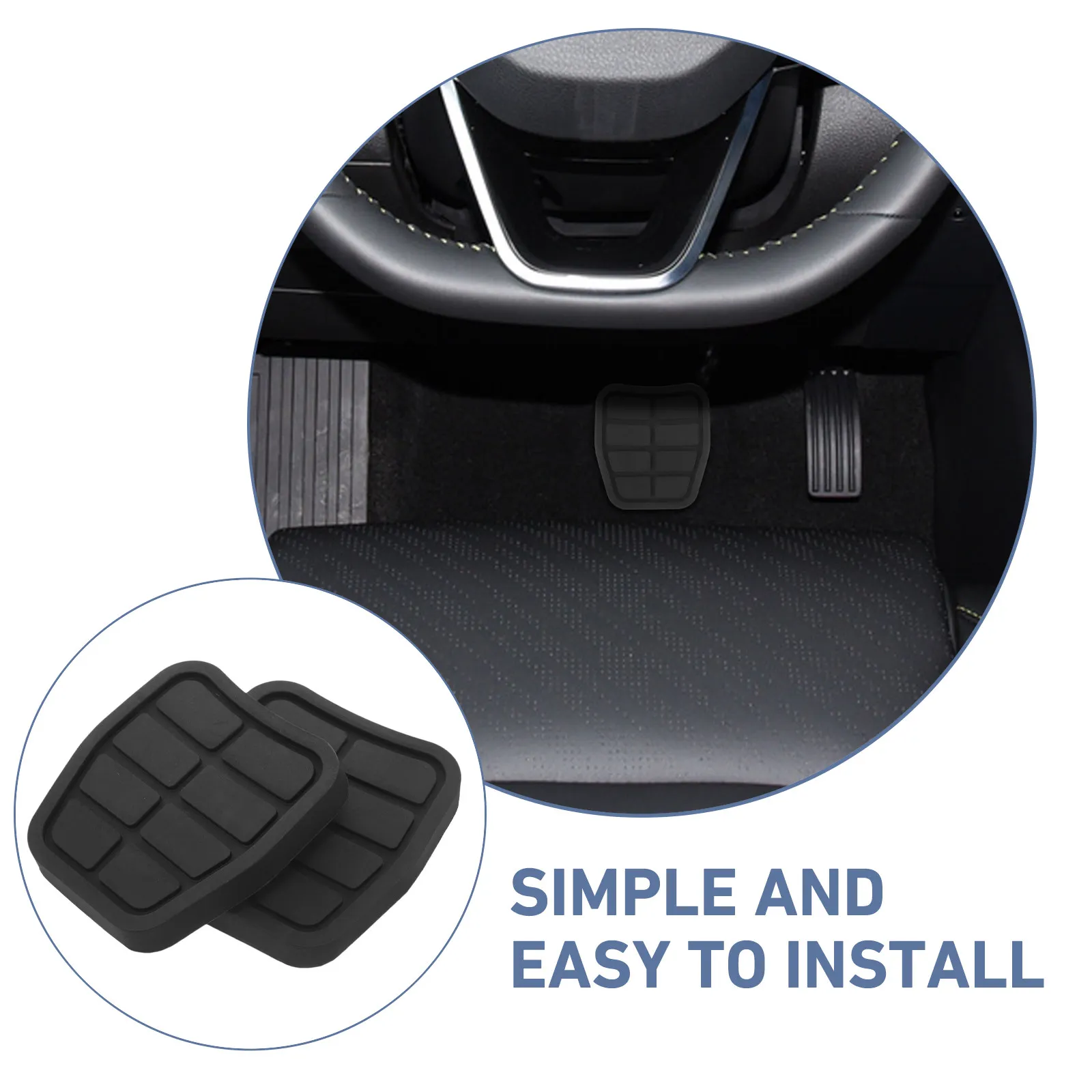 1Pair High-Durability Rubber Clutch Pedal Pad for Car Brake Pedal Replacement Seamless Precise Cut Safe Reliable Performance