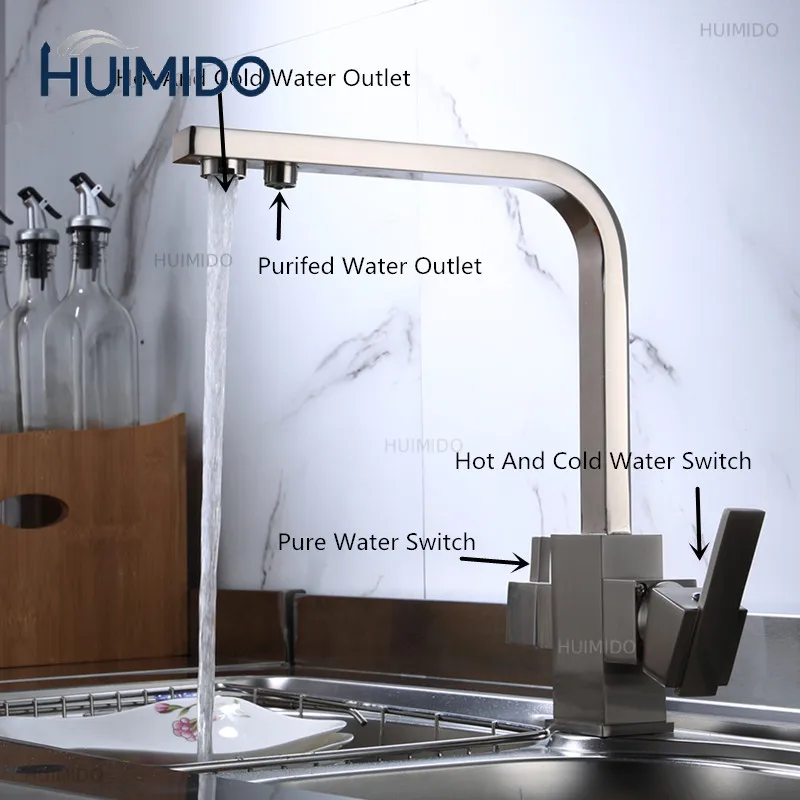 Brushed/Chrome Brass Filter Kitchen Faucets 360 Rotate Kitchen Faucets With Water Purification Feature Kitchen Mixing Sink Taps