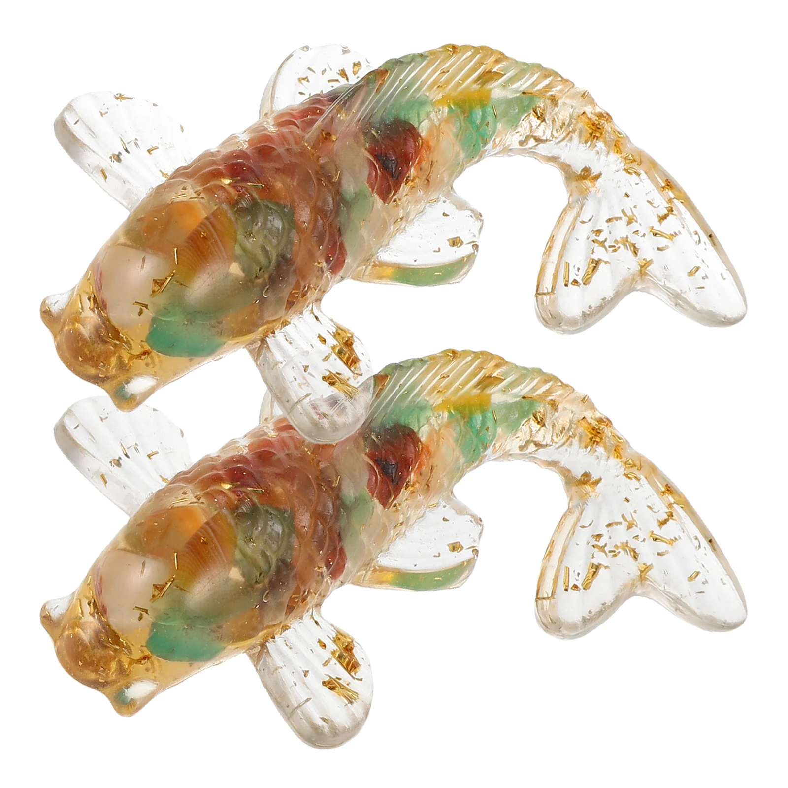 

2Pcs Crystal Koi Fish Desktop Ornament Handcrafted Lucky Goldfish Sculpture for Home Office Feng Shui Positive Decor