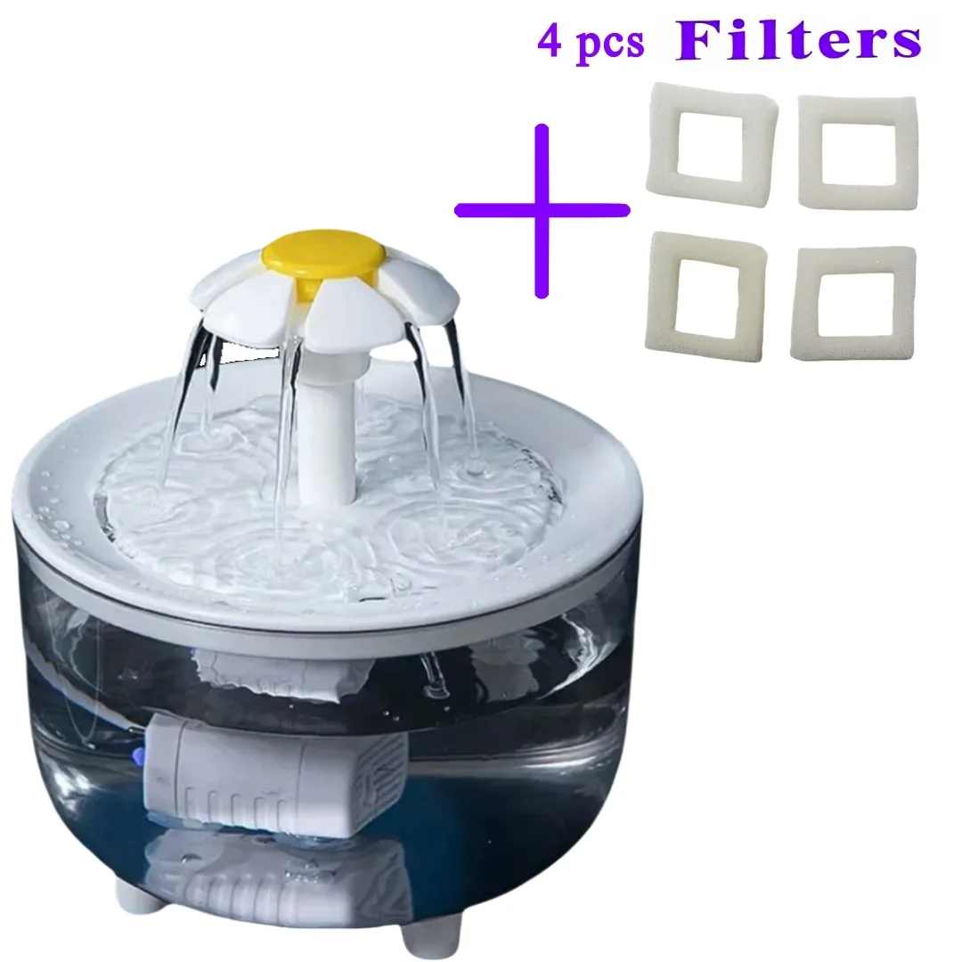 Haustier-Trinkbrunnen mit 4 Filtern, Automatischer USB-Elektrischer Katzen-Trinknapf 1200ml, Rezirkulierender Filter Katzen-Wasserspender