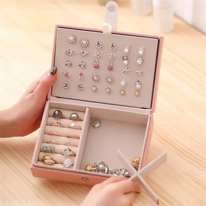 Fashion PU Leather Jewellery Storage Boxes Portable Travel Jewelry Box Necklace Earrings Ring Jewelry Organizer Display Case