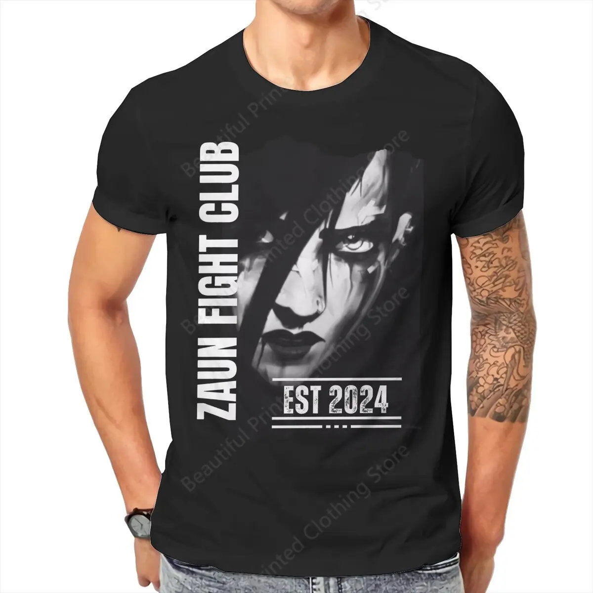 100% Cotton Arcane-Jinx T-shirt Zaun Fight Club Print Fashion Men's Women's T-Shirts Streetwear Basic Top Trend Fun Versatile