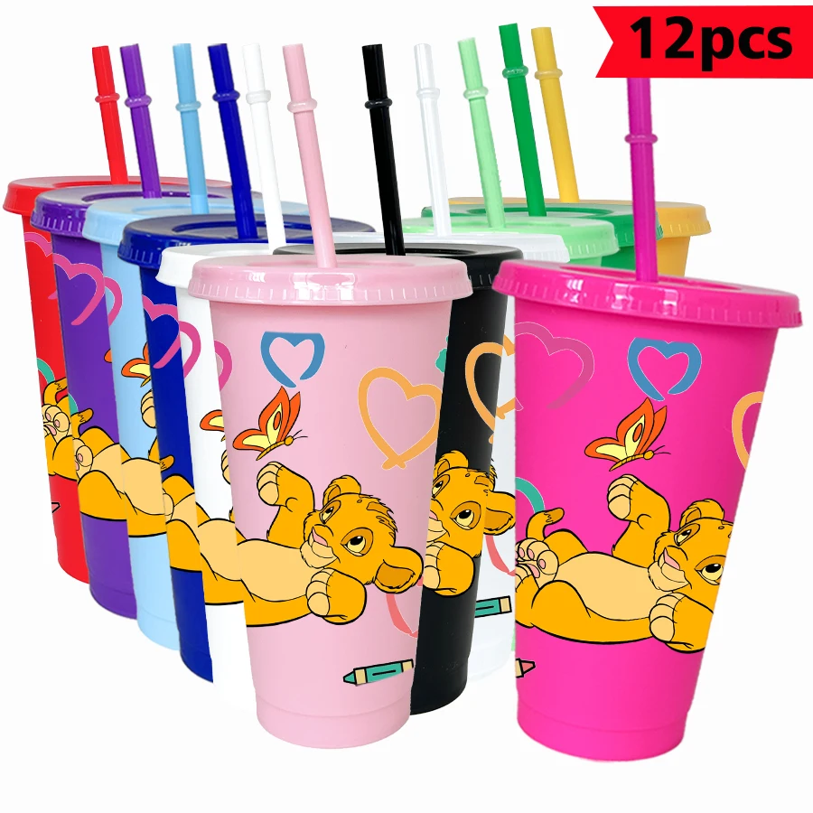 12 unids/pack Disney oso amor 26oz vaso de plástico colorido fiesta de cumpleaños utensilios para beber jugo taza de café