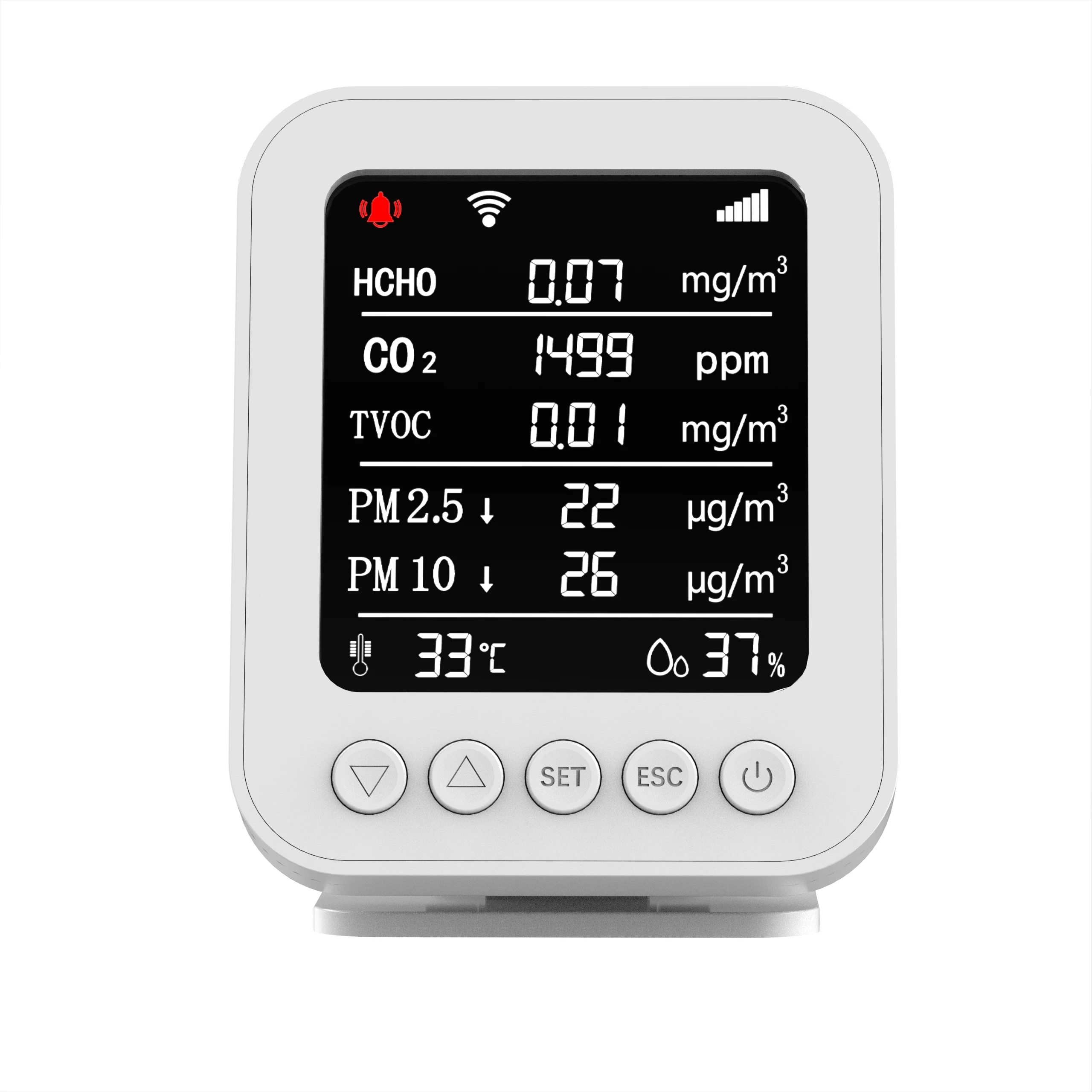 Indoor Air Quality Monitor Carbon Dioxide Gas Detector Formaldehyde Detector IoT Controller PM2.5 Monitor with Control Panel