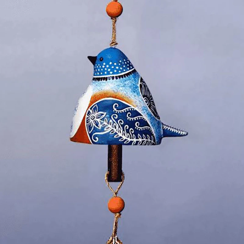 1PC Bird Song Bell Hanging Bird Wind Chime Resin Craft Pendant Outdoor Bird Bell Windchime for Garden Courtyard Home Decoration