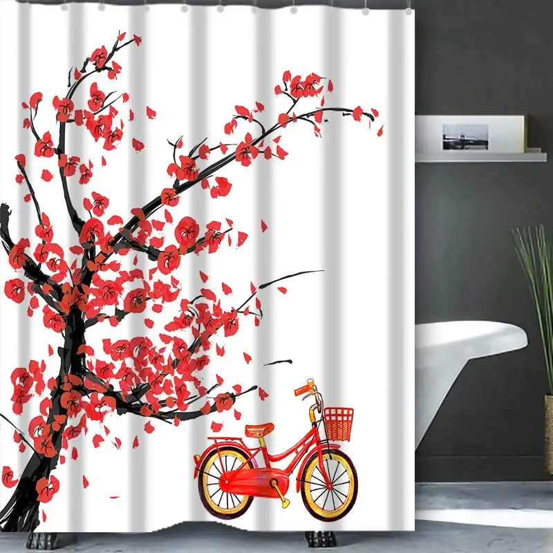 

Peach Blossom Bathing Curtain Bathroom Shower Curtain Waterproof With 12 Hooks Home Deco Free Ship