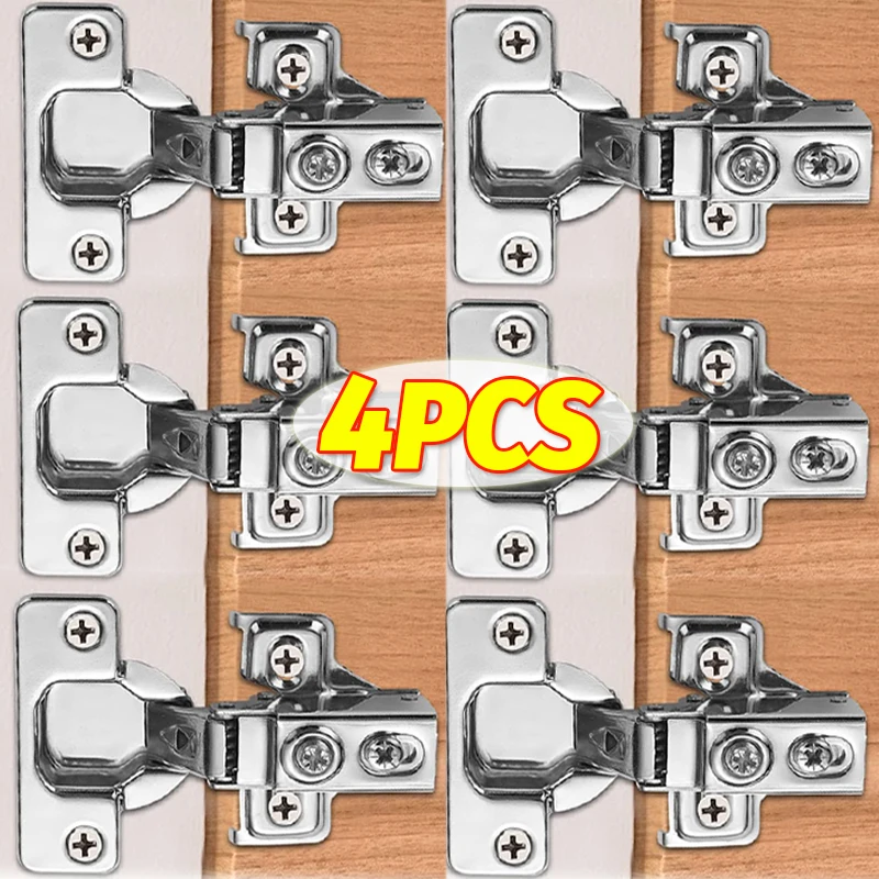 

1/4PCS Cabinet Door Hinges Stainless Steel Hydraulic Damper Buffer Close Quiet Wardrobe Door Concealed Hinges Hardware Accessory