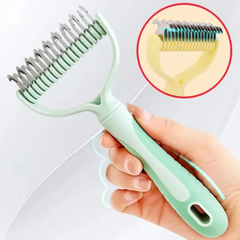 

Cat Brush Grooming Stainless Steel Hair Trimmer Comb Ergonomic Silicone Handle Massage Shedding Pet Hair Remover Cat Accessories