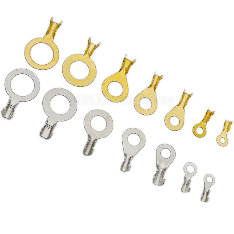 100Pcs O-Type Copper Tab Wiring Nose Lugs Terminals Cold-Pressed Connector DJ431-6B/3.2A/4.2A/5B/8B/10B/12B Round Terminal Block