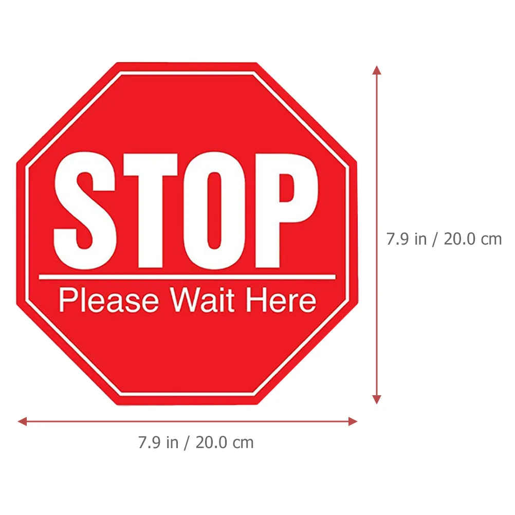 10Pcs Keep Distance Sign Social Distancing Floor Decal Stop Please Wait Here Sticker for Supermarket Restaurant Barber Shop