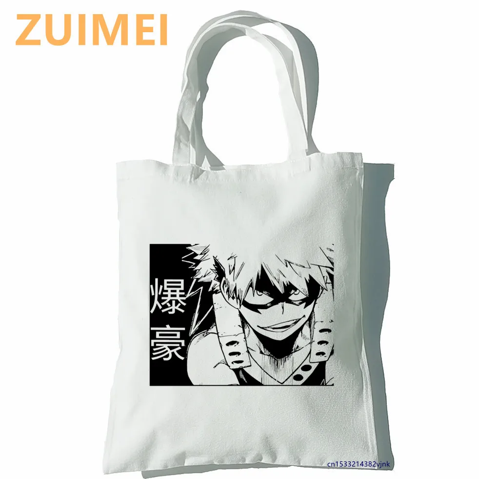 Bag My Boku No Hero Academia Katsuki Bakug Bag Harajuku Gothic Canvas Black Bag Horror Cartoon Large Capacity Shopper Bag Casual