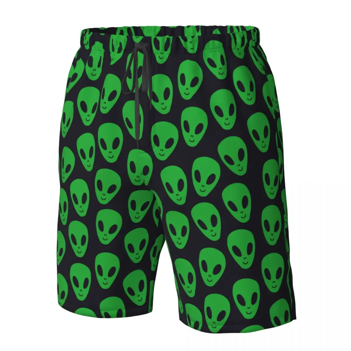 Pantalones cortos deportivos para hombre, Shorts holgados para correr, Fitness, playa, baloncesto, Jogging, Alien verde, OVNI