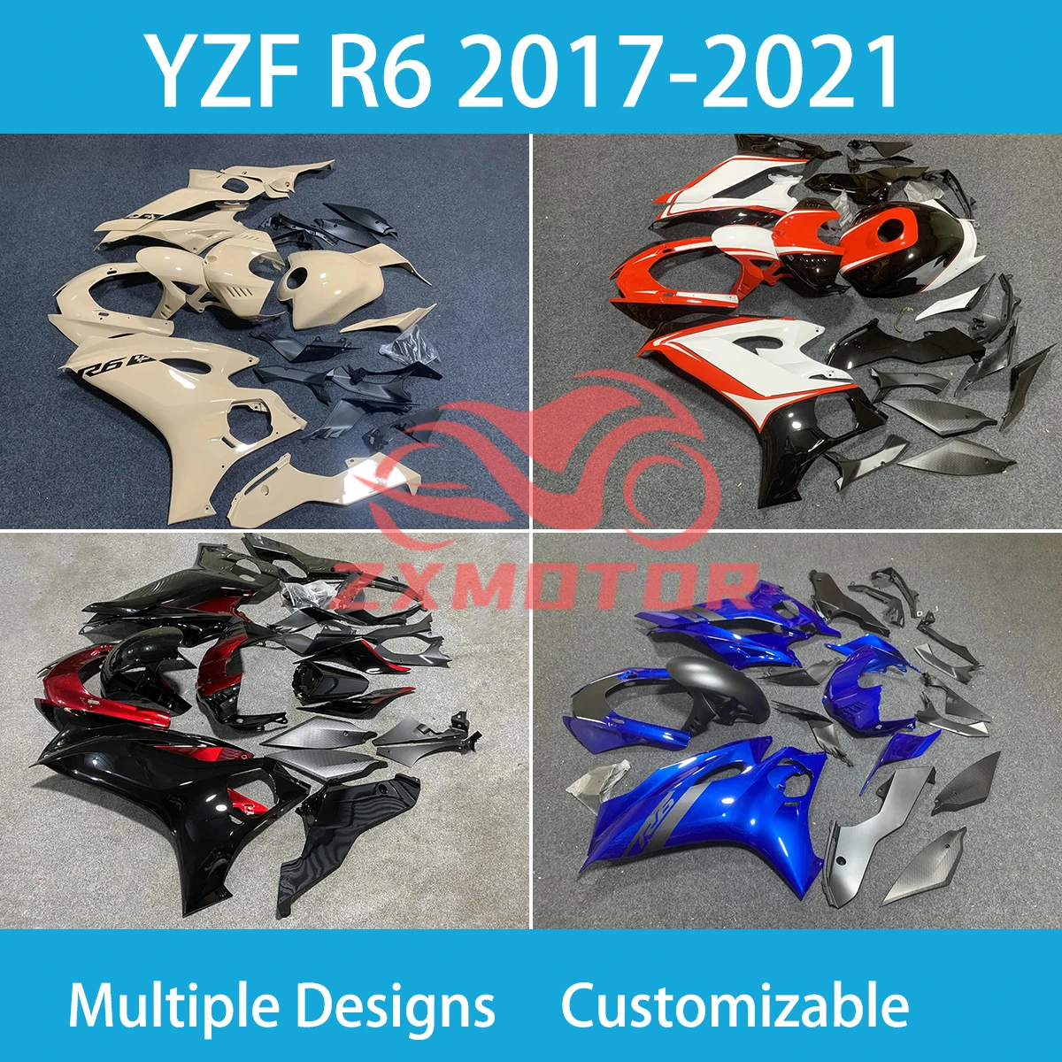 ABS Fairings YZF R6 2017 2018 2019 2020 2021 Aftermarket Motorcycle Fairing Kit for YAMAHA YZFR6 17 18 19 20 21