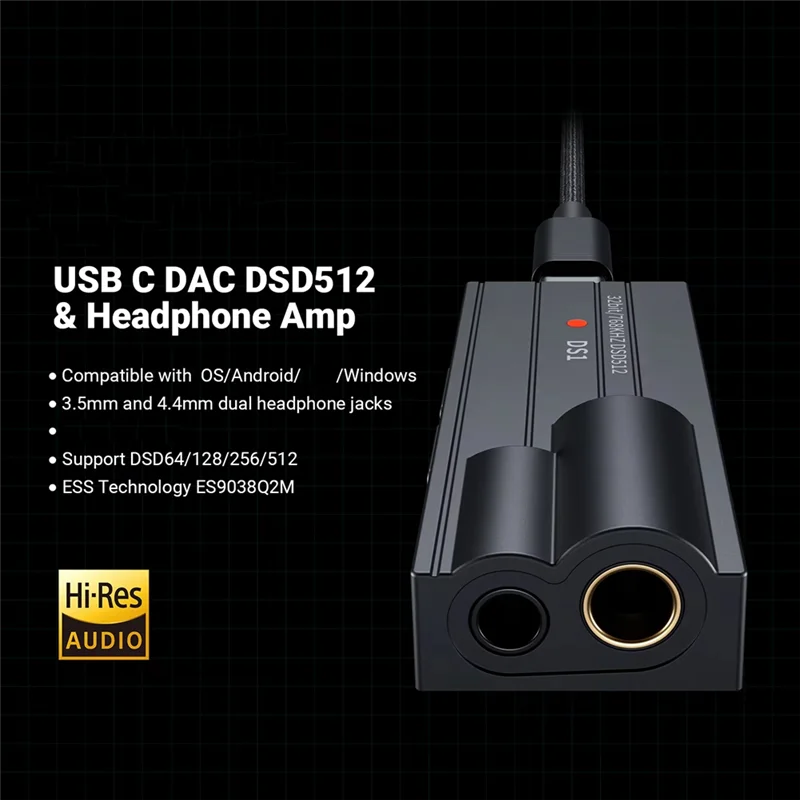 Headphone Amplifier Audio Decoder Audio DS1 DSD512 Hifi Mini Support 32Bit/768Khz 4.4MM Balanced-AU47