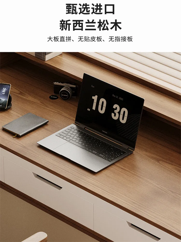 Solid wood bay window desk custom retractable pull learning computer table window sill transformation with drawers writing table
