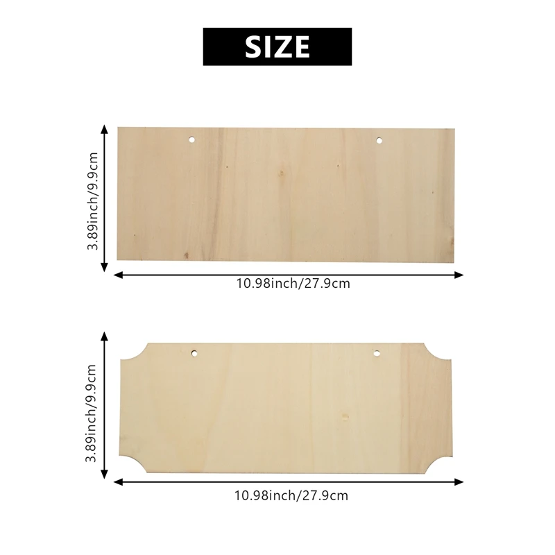 10 Pieces Unfinished Hanging Wood Sign Rectangle Blank Wooden Plaque Banners With Ropes For Pyrography Painting Writing