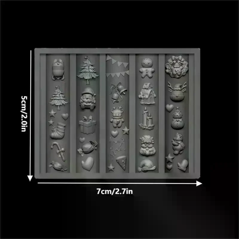 Christmas Snowman Christmas Tree 3d Nail Mold Elk Gingerbread Man Nail Decorations Diy Design Silicone Manicure Mold Nail Art