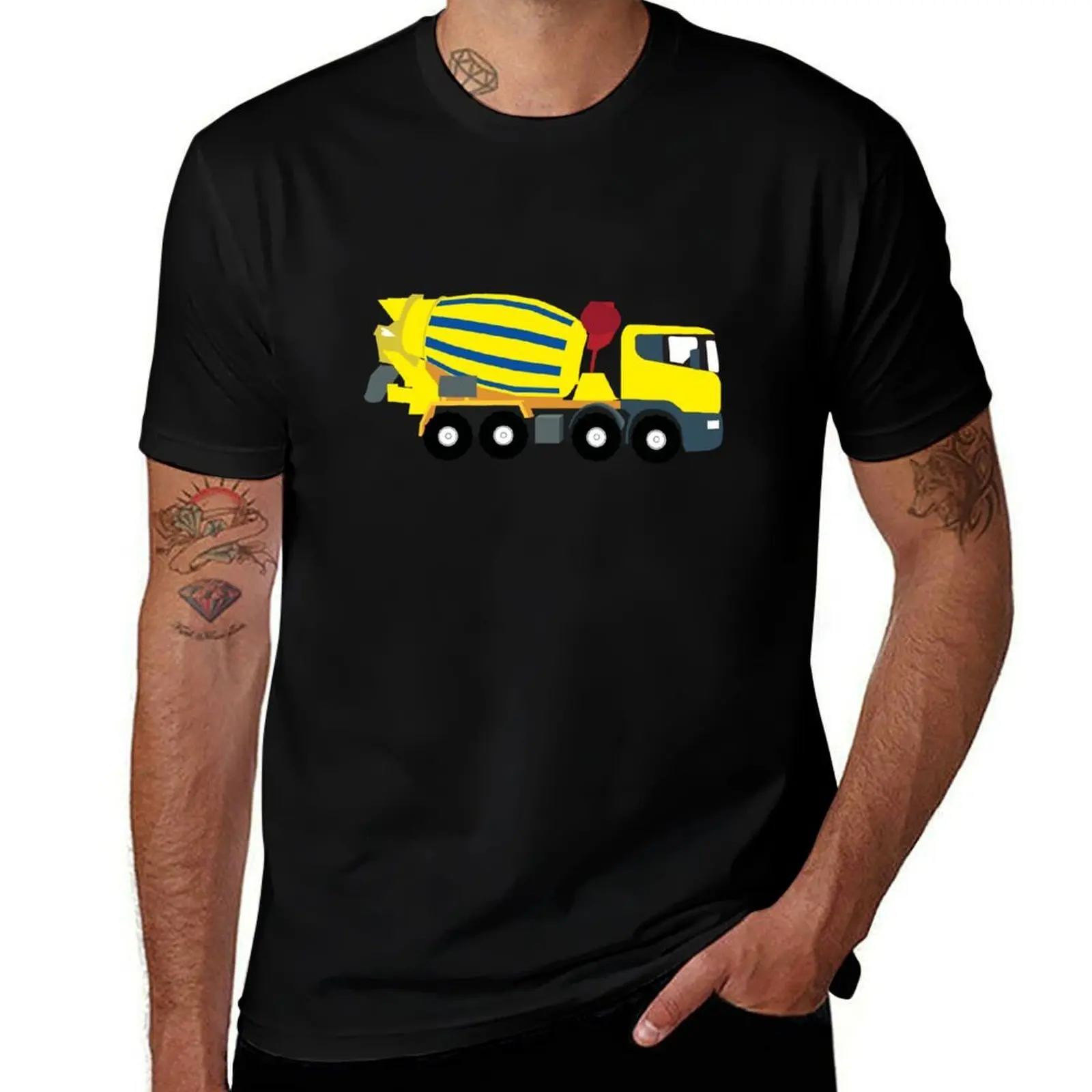 Concrete Cement Truck Construction Trucks T-Shirt Basic Solid Color Short Sleeve Cotton Top T-Shirt