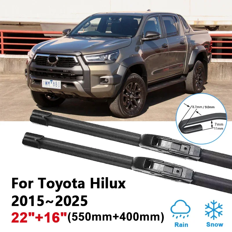

22"+16" Wipers For Toyota Hilux 2015~2025 Front Window Wiper Blades Windshield Auto Accessories 2017 2018 2019 2020 2021 2022