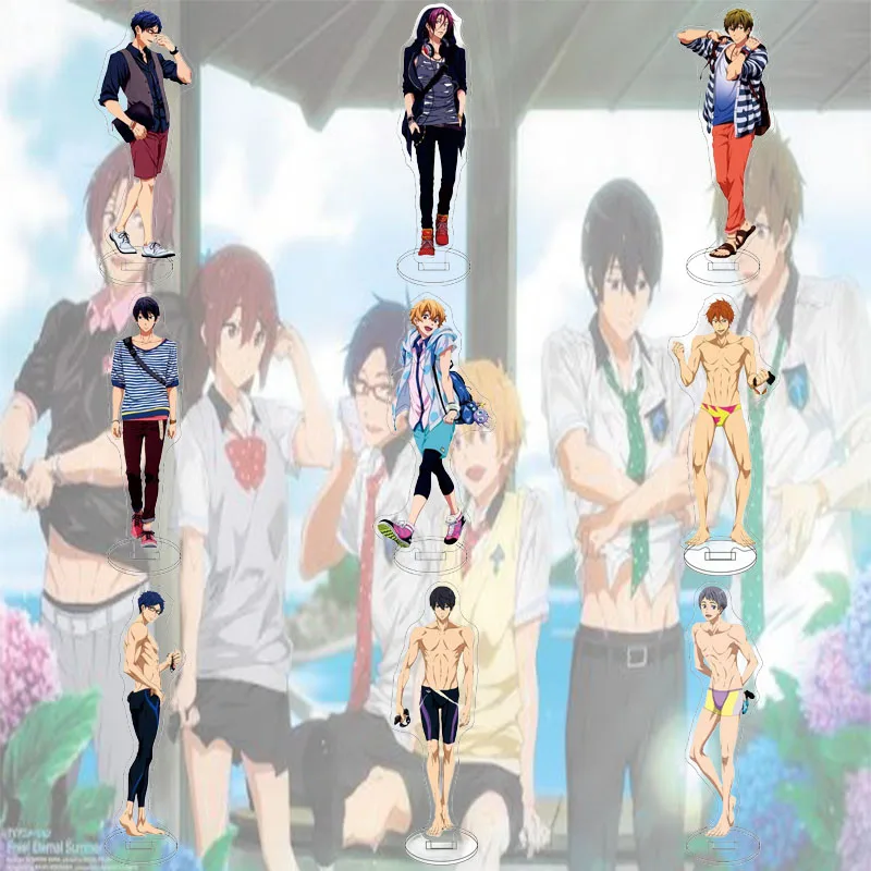 Free! Iwatobi Swim Club 15CM Popular Anime Character Acrylic Stand Figure Cool Desk Ornament Cosplay Prop Gift Keychain