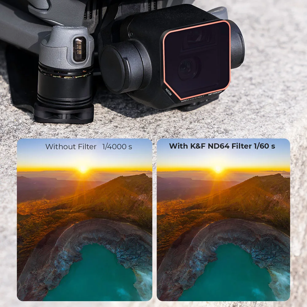 K & F Concept ND64 ND128 ND256 ND512 4 buah kit Filter untuk DJI Mavic 3 dengan 28 lapisan lapisan hijau antipantul