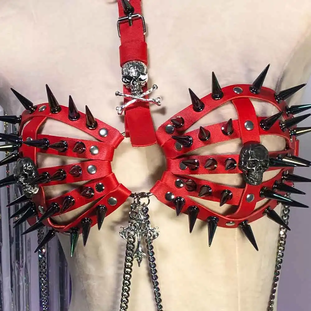 

Подростковые топы из веганской кожи в стиле гранж, Y2K, Harajuku, готика, эмо, 90-е, эко, кавай, панк-рок, с крестами, черепами, заклепками и шипами