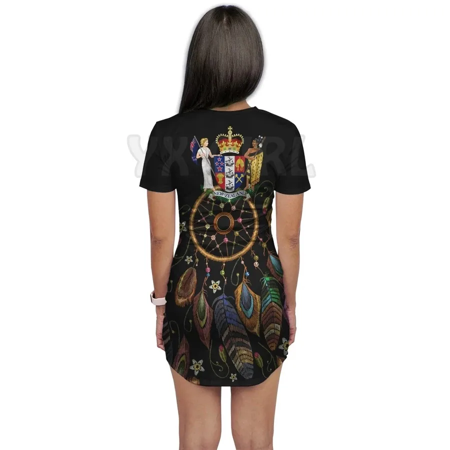 YX MÄDCHEN Neuseeland Boho T-Shirt Kleid 3D Alle Über Gedruckt T-SHIRT KLEID Sexy Sommer Frauen Casual Kleider