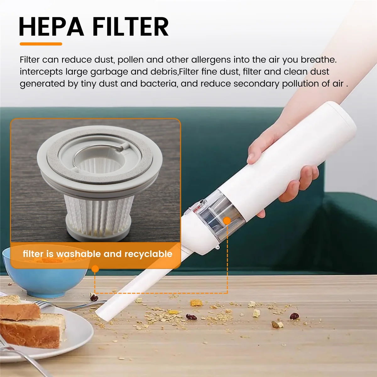 10 Pack HEPA FilterสําหรับXiaomi Mijia SSXCQ01XY Handyเครื่องดูดฝุ่นรถบ้านMini Wirelessล้างทําความสะอาดได้กรองอะไหล่ # เอบีพีพีพี