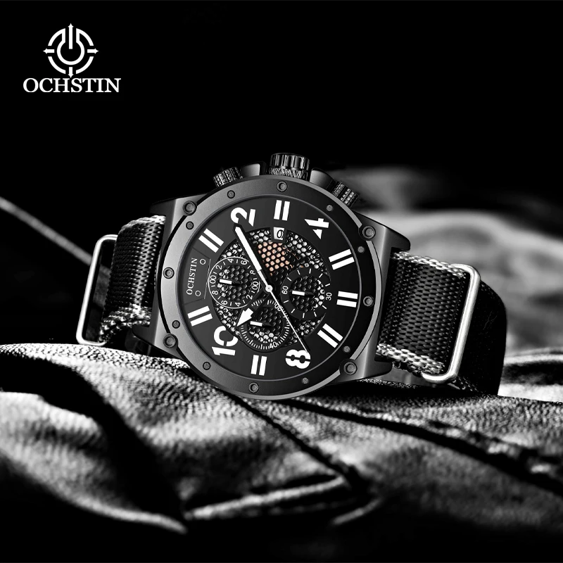 OCHSTIN Creative Nylon Series Multifunction Quartz Core New Business 2024 Men\'s Quartz Watch Men\'s Waterproof Watch