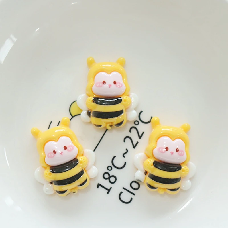 10Pcs New Cute Resin Bee Rabbit Monkey Little Bear Series Flat Back Fit Phone Deco Parts Embellishments For Hair Bows Accessorie