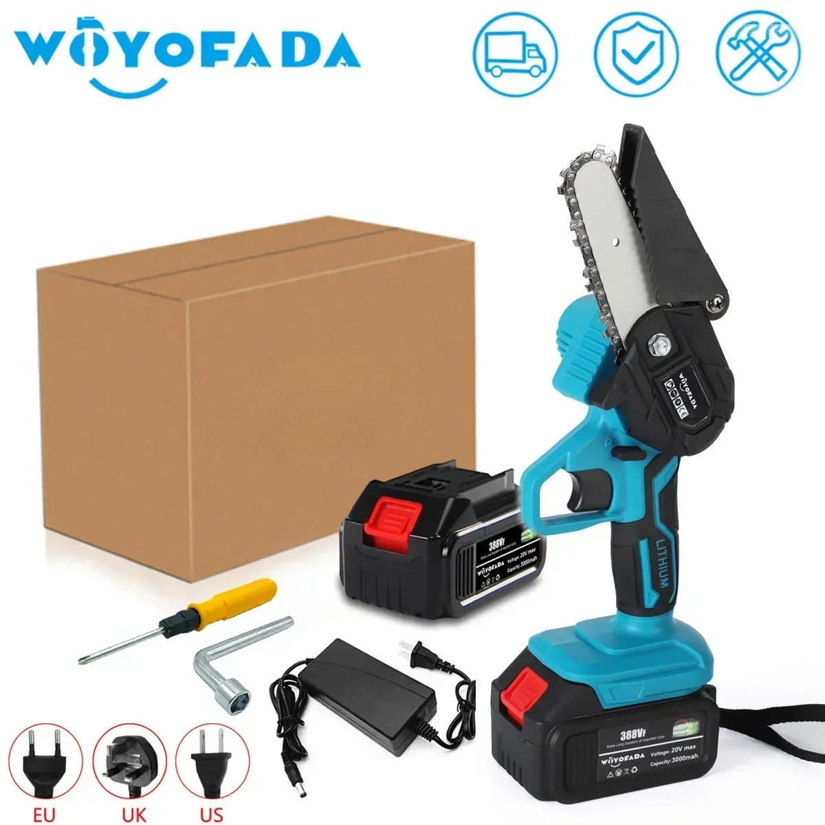 Mini Serra Elétrica sem Fio Polegada 18v Lithium Ion Battery Garden Logging Saw Carpintaria Ferramenta Elétrica de Corte