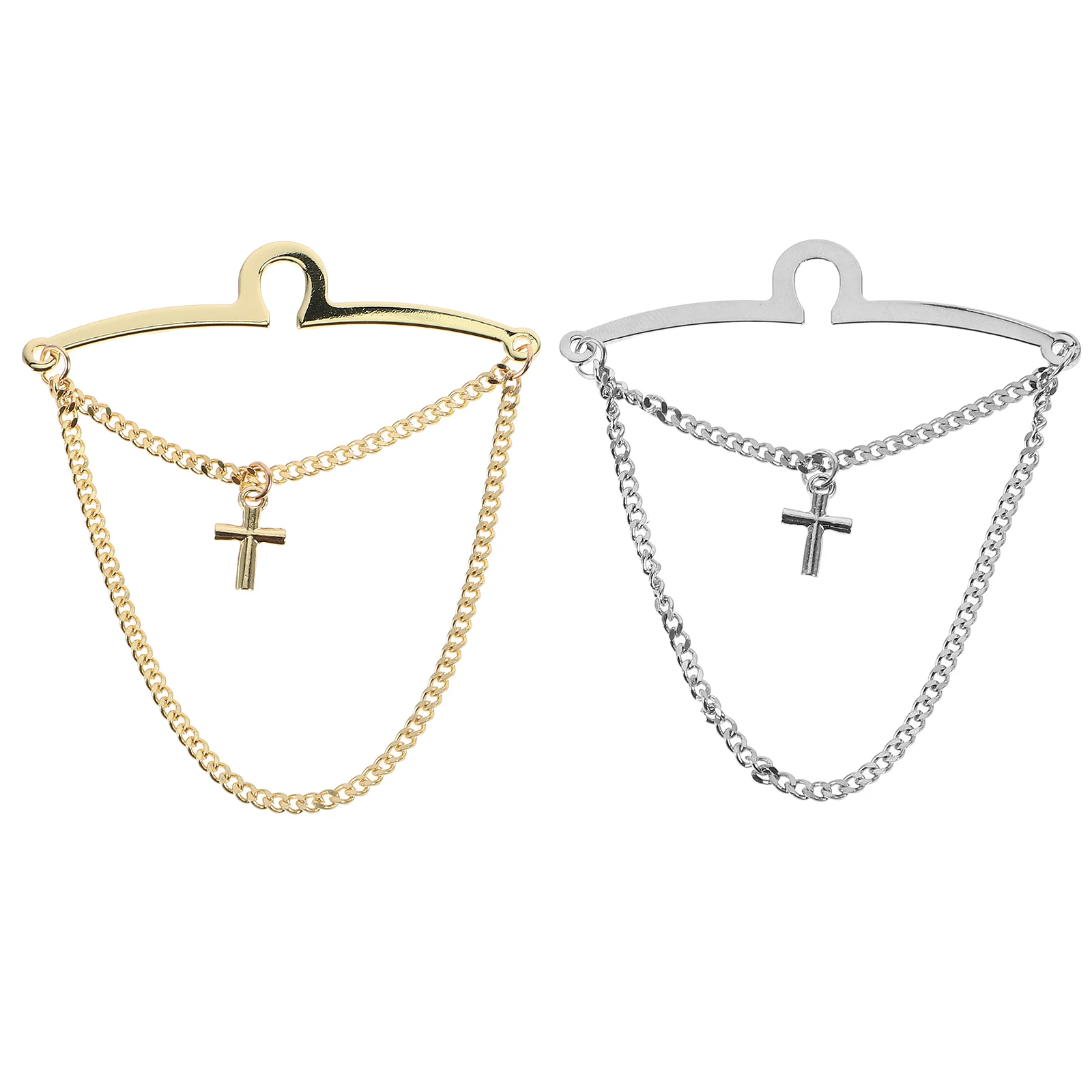 

2 Pcs Tie Holder Copper Collar Clips Chain Business Necktie Accessories Man