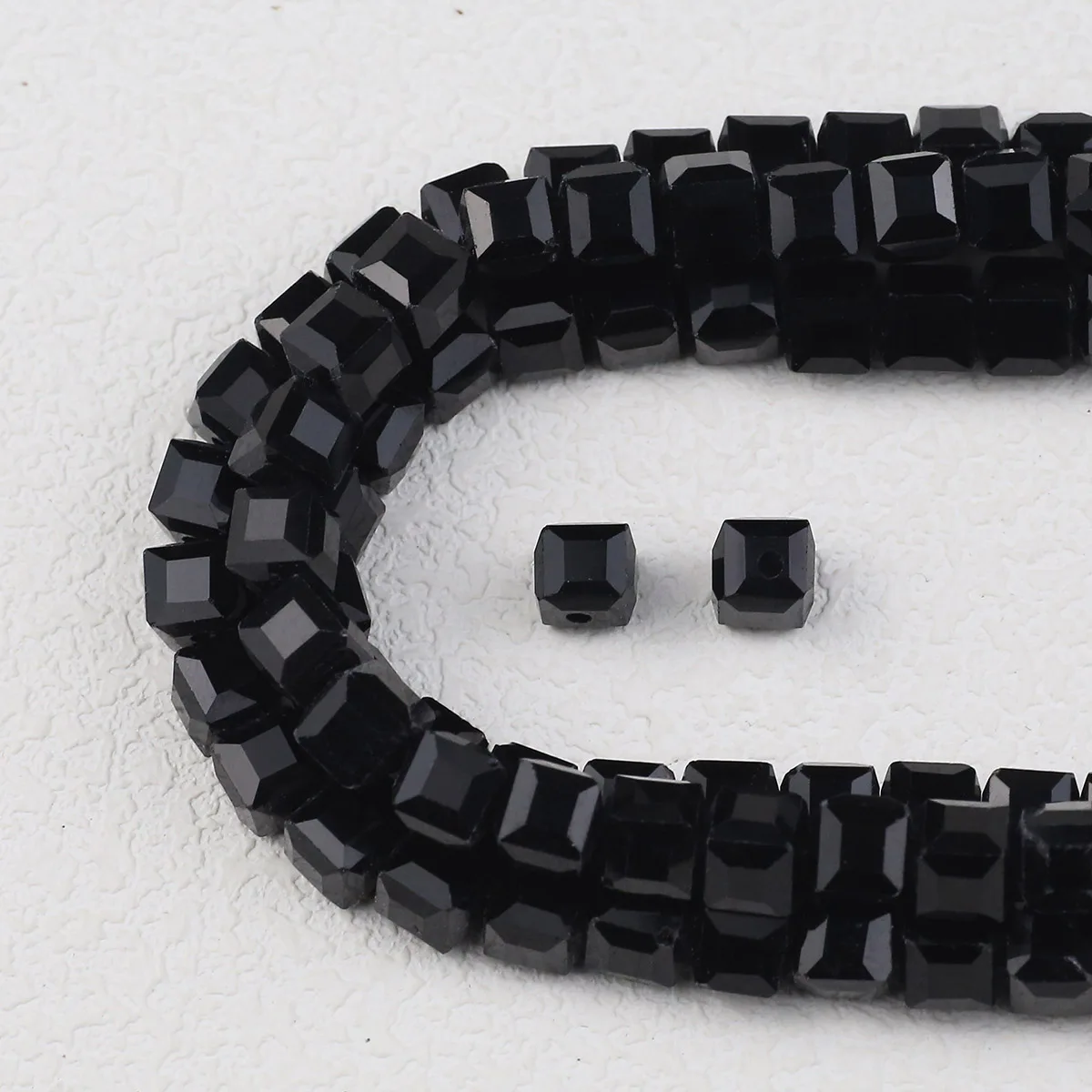 30~200pcs Black Charm Cube Austrian Crystal 2/3/4/6/7mm Glass Square Spacer Loose Beads For Handmade Jewelry Making DIY Bracelet