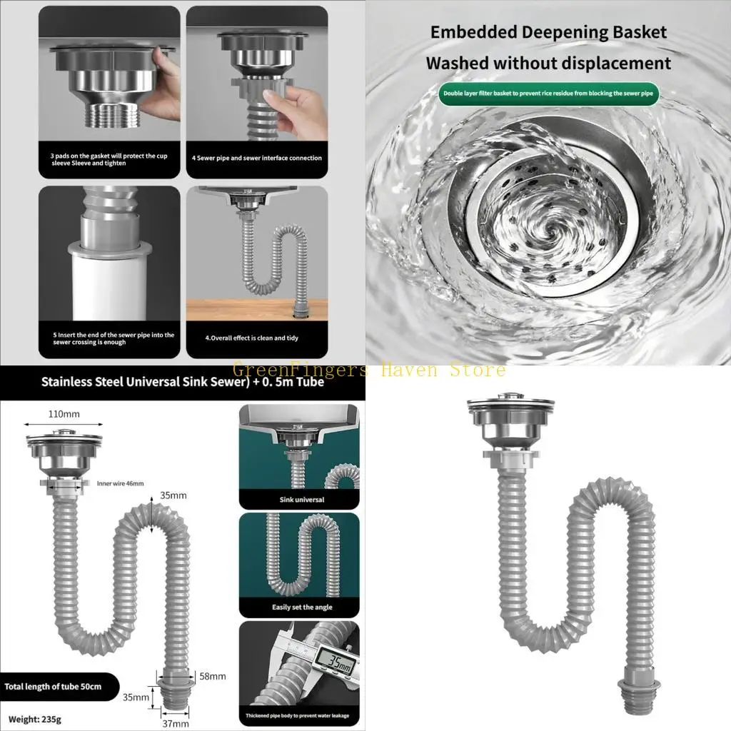

F68D Efficient Kitchen Sink Drain Pipe Steel for Dishwashing Use