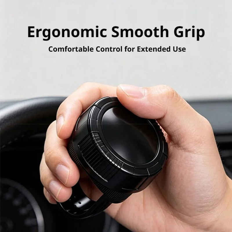 One Hand Car Steering Wheel Spinner Knob Black Assist Ball Grip Booster For Truck SUV Sedans Easier Parking Steering Controls