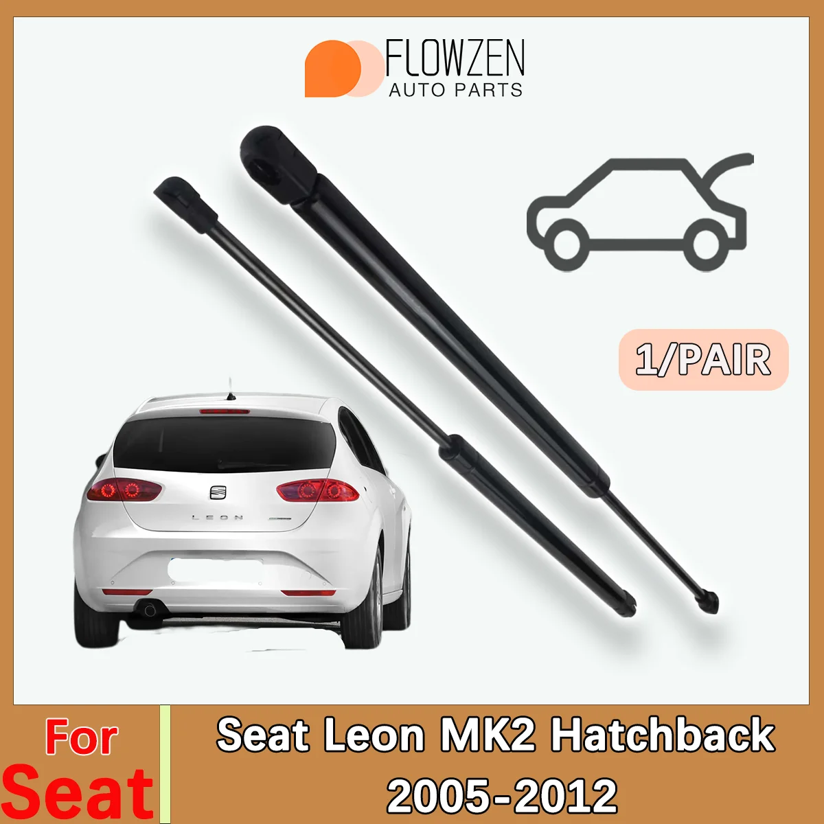 For Seat Leon MK2 Hatchback 2005-2012 Trunk Gas Struts Spring Bar OE 1P0827550 1P0827550A Rear Shock Strut Bar Pressure Rod
