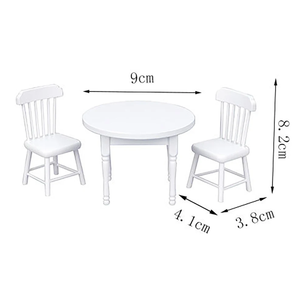 1/12 Dollhouse Miniature Accessories Mini Wooden Table Chair Set Model Dining Table Furniture for Doll House Decoration
