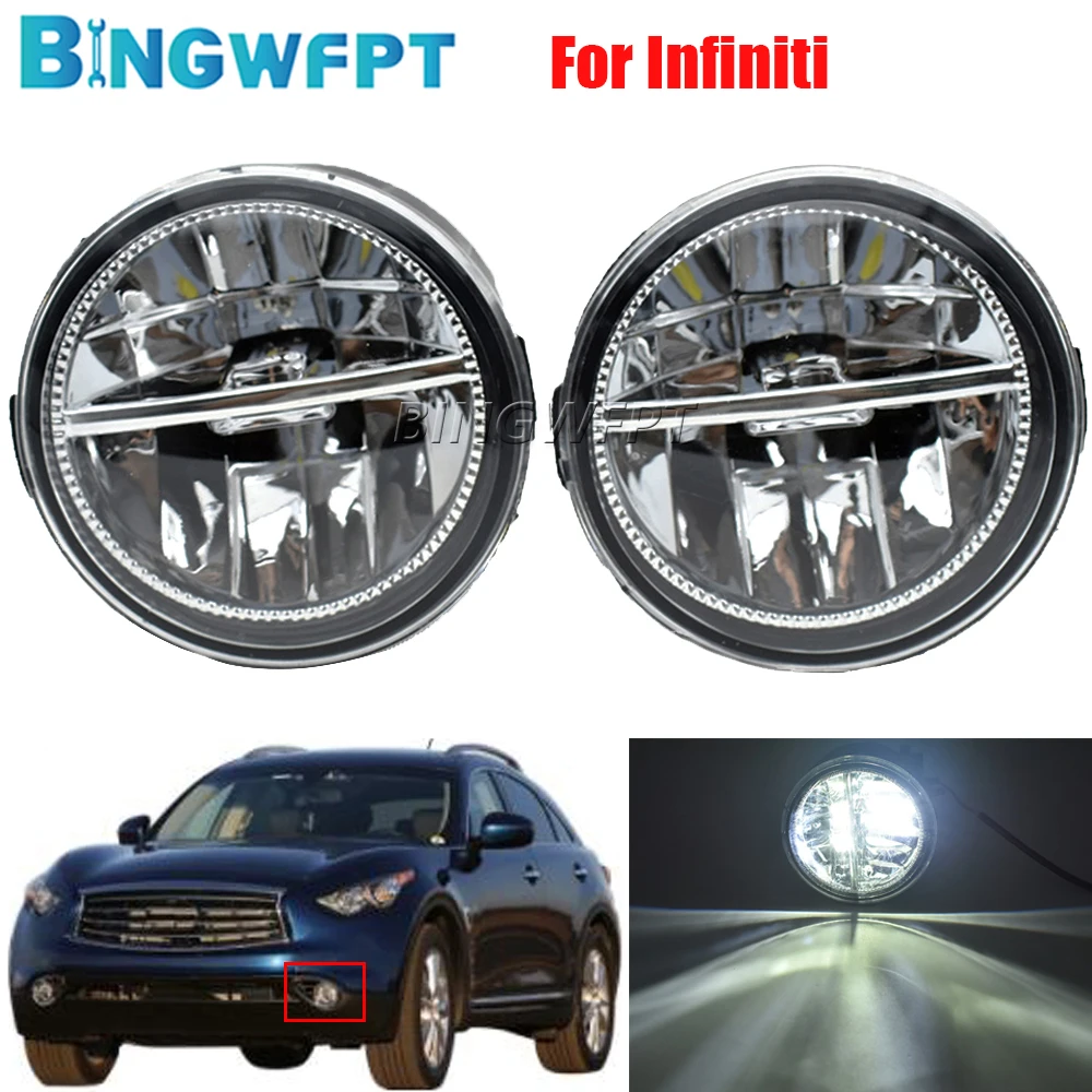 2PCS Fog Lights For Infiniti FX FX35 FX37 FX45 FX50 FX30D 2006-2015 Car Styling Front LED Fog Lamp Assembly