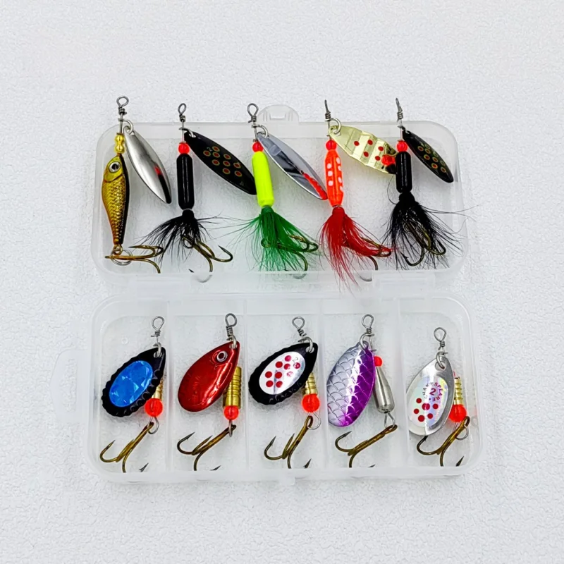 10-Piece Metal Spinner Lure Collection Realistic Swimming Action Hard Baits For Trout Bass Perch Vibrant Metal Spinner Baits