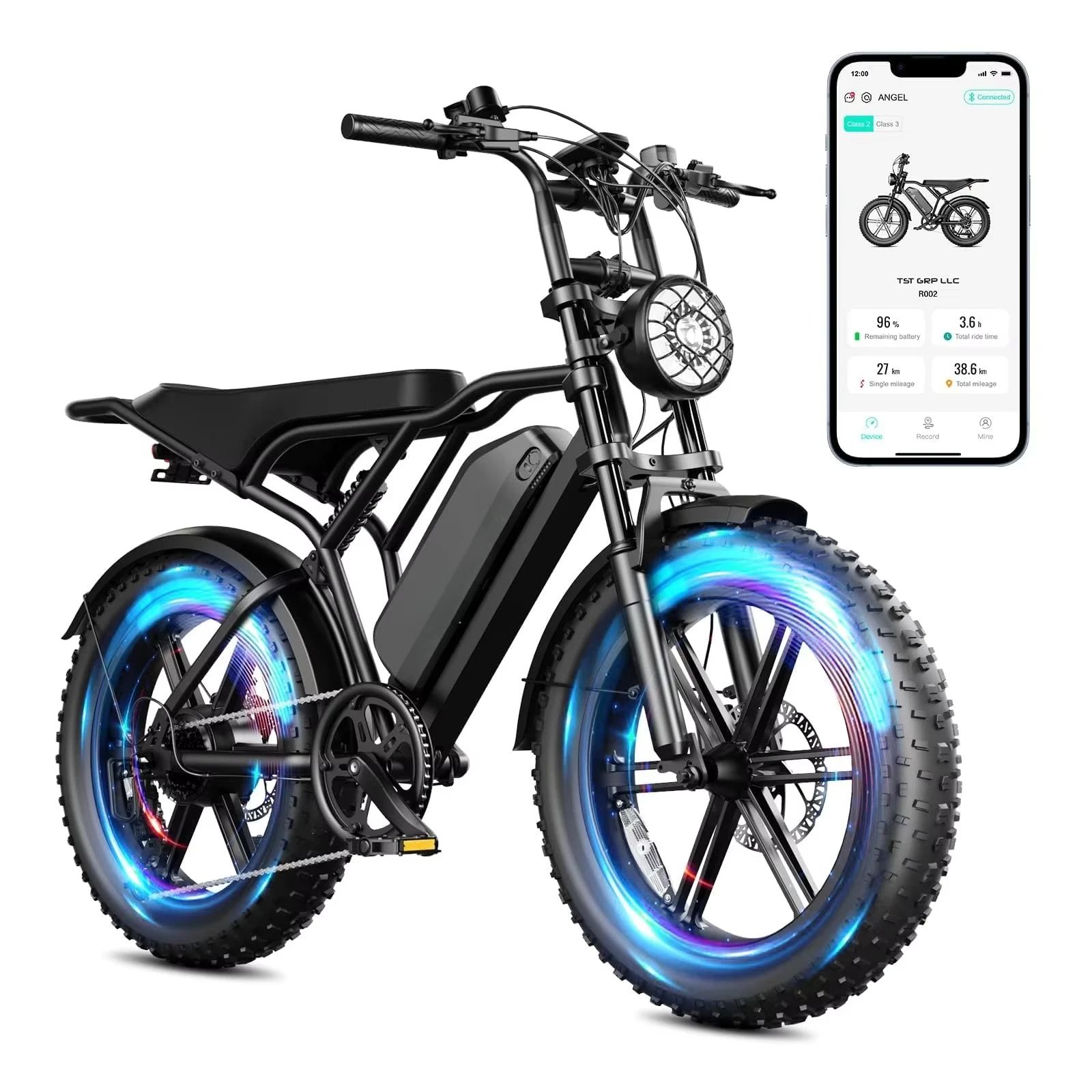 

SXLL 20-Inch Electric Bike Retro Bike Powerful Motor Removable Remote Battery Electric Fat Bike Big Tire Ebike