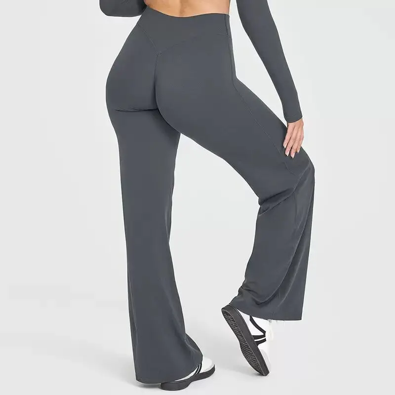 New Style High-Waisted Slightly Flared Yoga Pants Summer Straight Leggings Loose Outerwear for Outdoor Sports Trousers