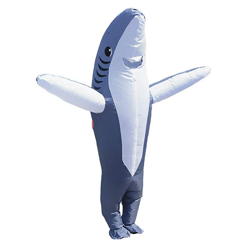 Hot Kf-Adult Shark Fancy Dress Costume Funny Inflatable Carry Ride On Outfit Fat Suit Halloween Cartoon Cosplay Accessories