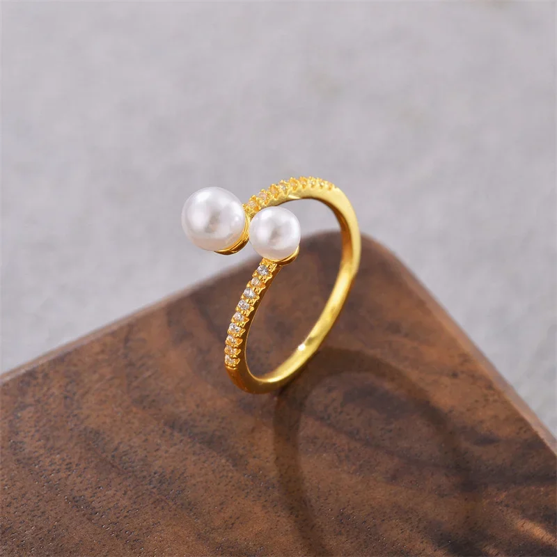 

Korean style fashion new popular girl ring with cool style index finger opening ring gold-plated and zirconium inlaid personaliz