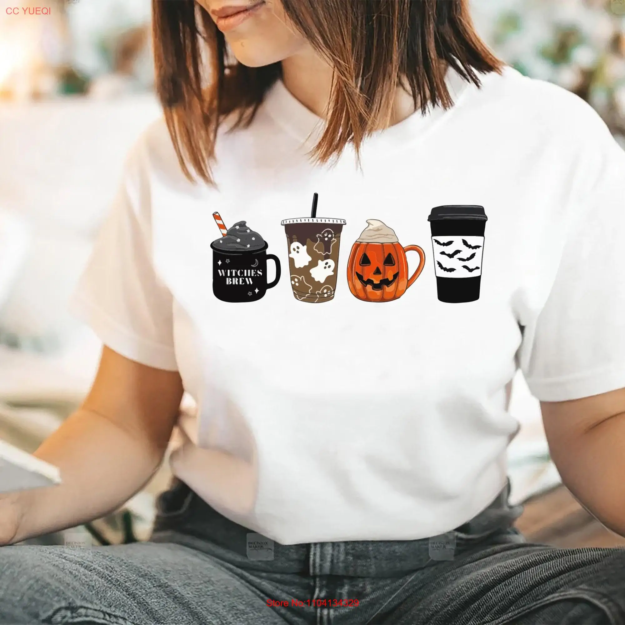 Happy Halloween T Shirt Ghost Eater Pumpkin Season Hello Party CUPS long or short sleeves