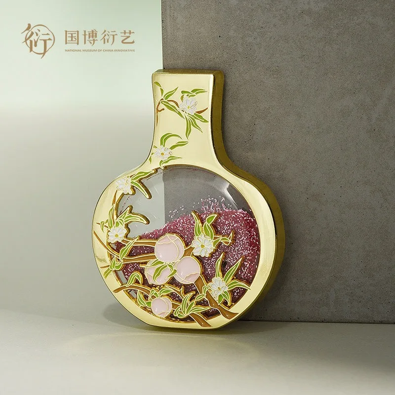 Chinese Museum Porcelain Glow Flowing Sand Fridge Magnet Collectible Birthday Gift for Family and Friends Desk Decor Ornament