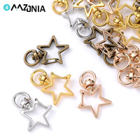 5pcs 24x34mm Gold Snap Hook Star Keychain Lobster Clasp Hooks Key Ring Key Chain For DIY Jewelry Making Accessories