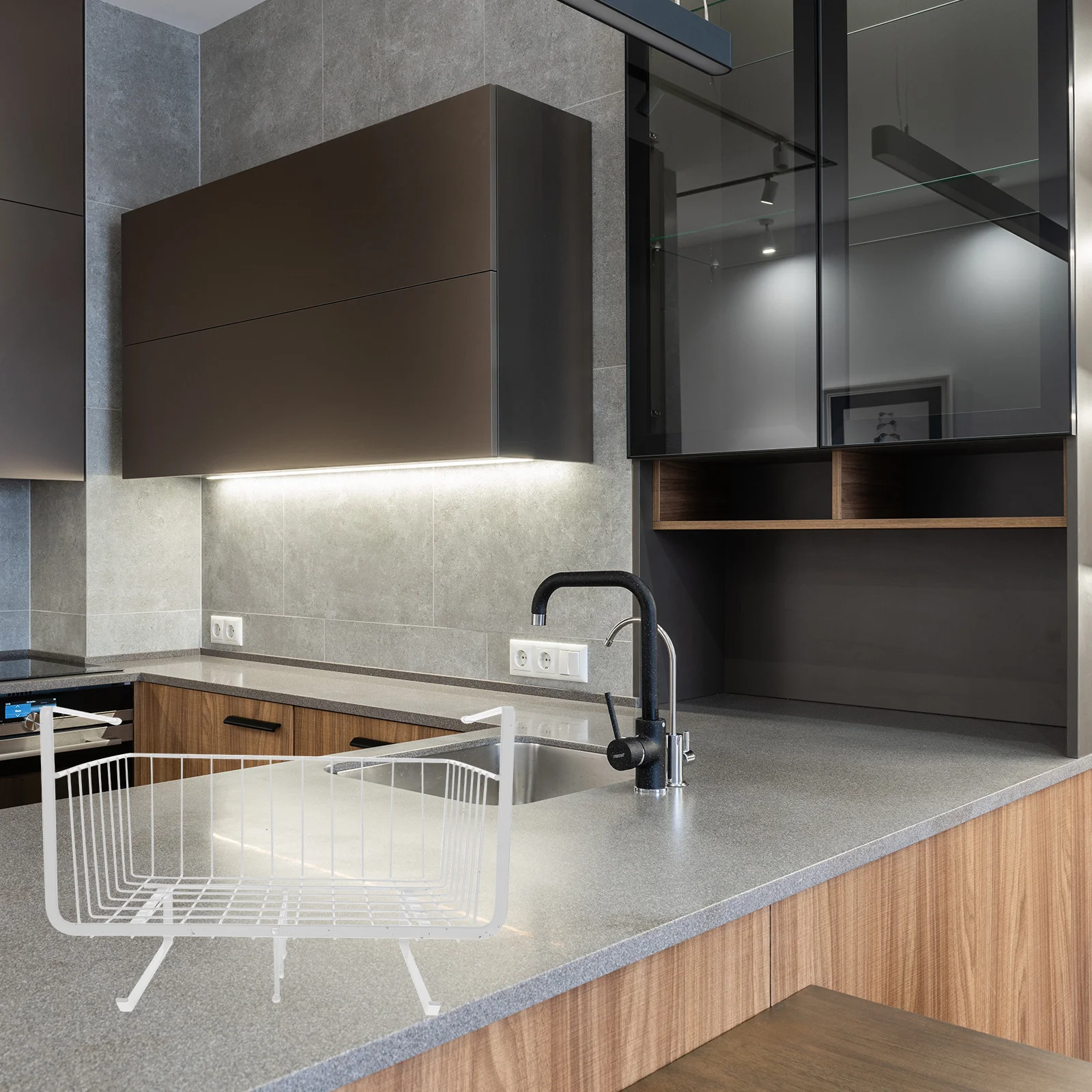 

Under Shelf Basket Carbon Steel Hanging Organizer Kitchen Cabinet Storage Rack Wire Basket Holder for Sundries