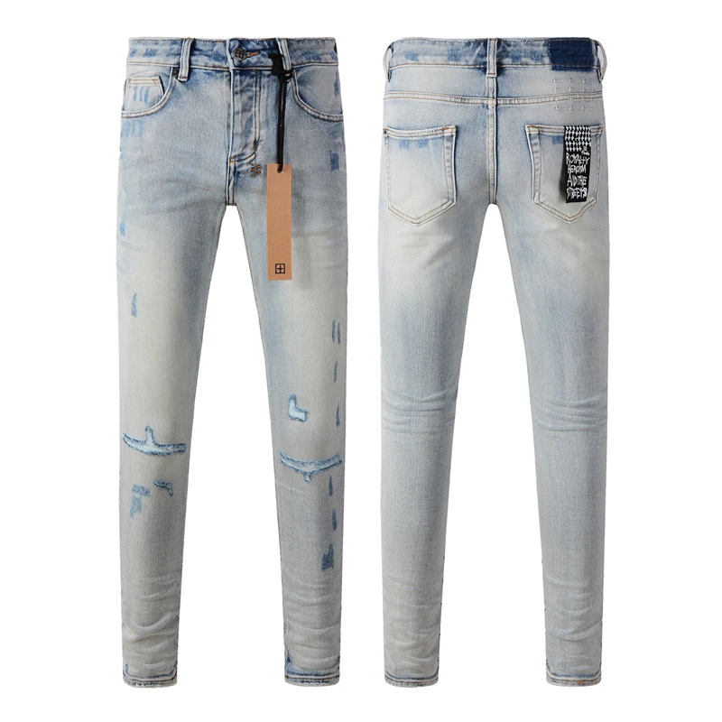 24FW Multi-style KSUBI Cross Jeans High Street Vintage Fringe Ripped Jeans Men Women Fashion Stretch Slim Low-rise KSUBI Jeans