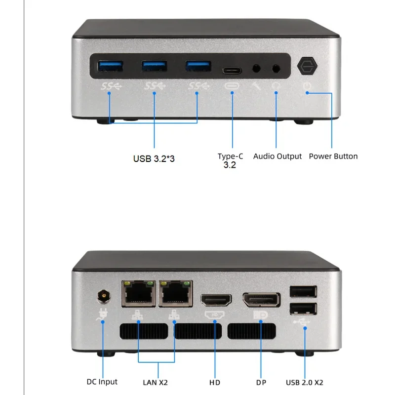 Micro PC pequeña Ultra5 125u Nuc Nano de 14. a generación, Mini PC para juegos de 4,3 GHz X86 2 Ethernet Lan Win 10 11 Linux Ubuntu DDR5 Mini PC