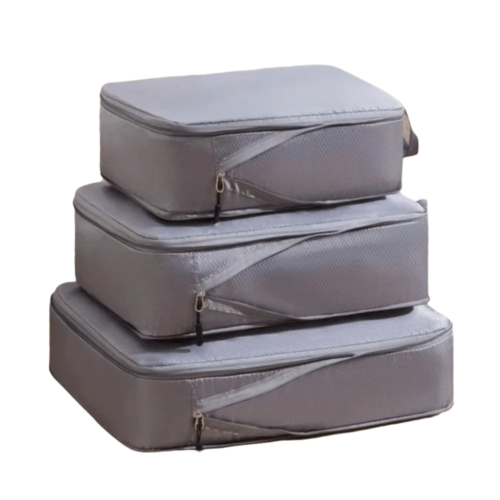 3 pcs/set Polyester Travel Compression Packing Cubes Large Capacity Waterproof Portable Luggage Organizer Self-Compressing